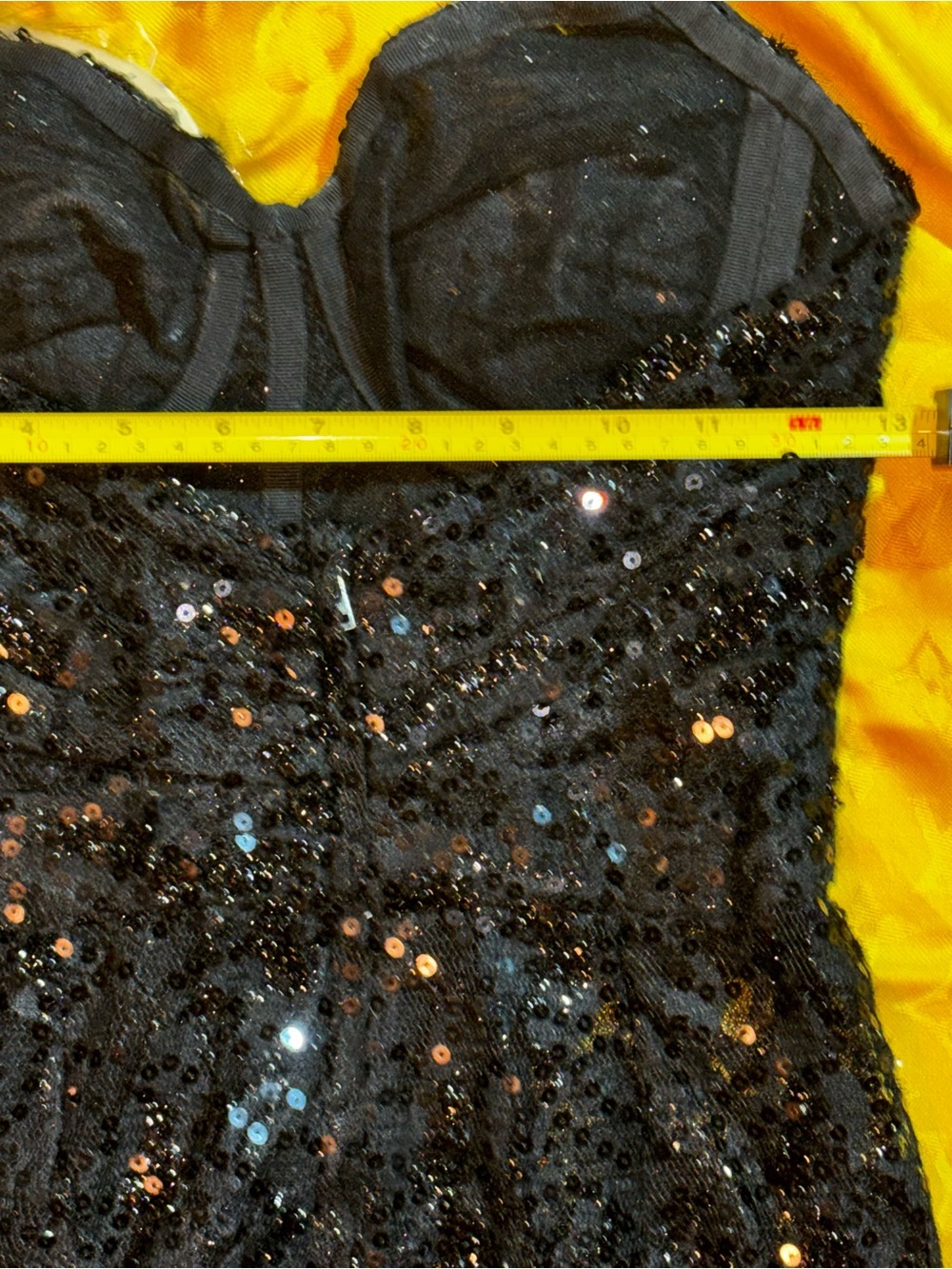 Black Sequin Mini Dress with Sweetheart Neckline - Picture 16 of 16